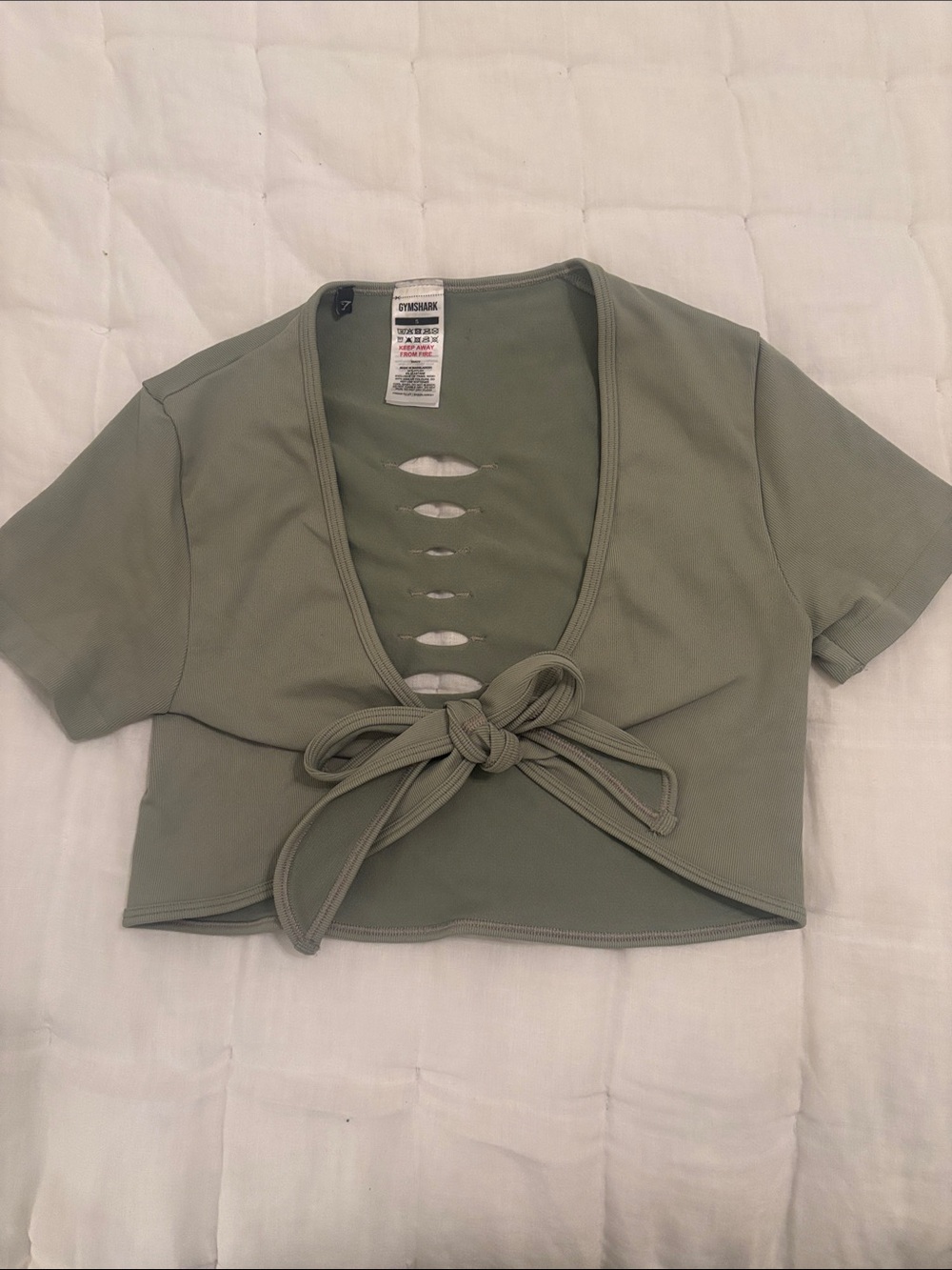 Gymshark Olive Green Front-Tie Cutout Crop Top